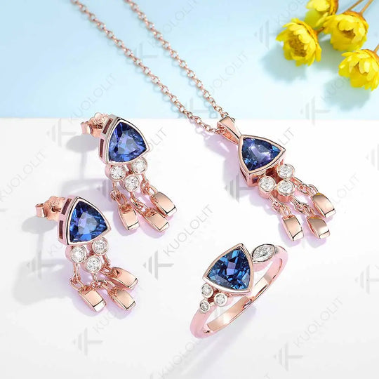 Kuololit 2.4CTW  Lab Grown Alexandrite Jellyfish Stud Earrings for Women Solid 14K 10K 585 Gold Moissanite Earring for Christmas