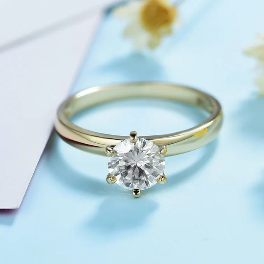 Kuololit 1CT 2CT Round Moissanite Solitaire Engagement Ring for Wedding Engagement Durability