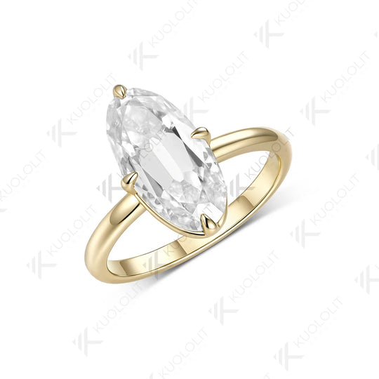 Kuololit 4CT OMC Oval Moissanite Engagement Ring for Women Solid 14K 10K Yellow Gold Custom Ring for Anniversary Christmas Gift