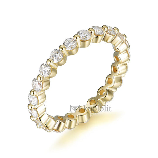 Kuololit Lab Diamonds Bubble Ring for Women 750 18K 14K 10K White Gold DEF/VS Diamonds Eternity Full Band for Engagement Party