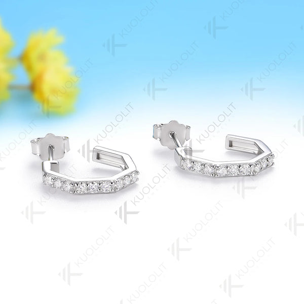 Kuololit 0.36CTW Lab Grown Diamonds Custom Stud Earrings for Women Solid 14K 10K 585 Yellow Gold Earrings for Engagement Wedding