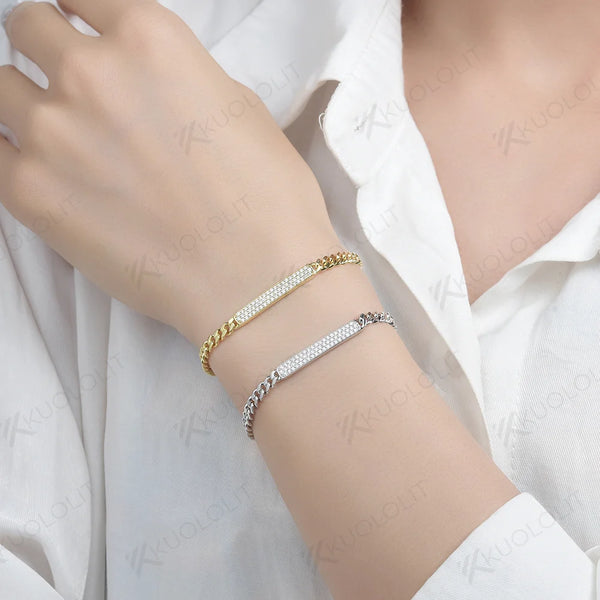 Kuololit Moissanite Bracelets for Men Women 925 Sterling Silver Hip Pop Link Chain Bracelet for Party Christmas Classic Gifts