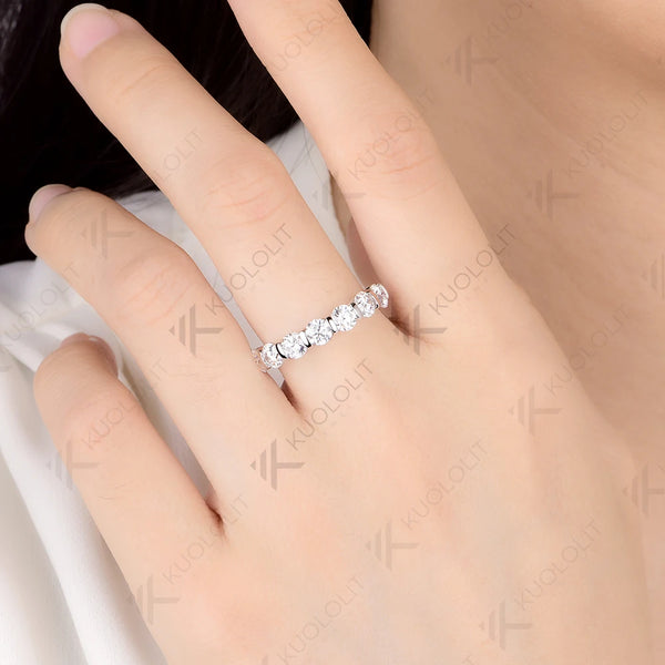 Kuololit 2.1CTW Moissanite Rings for Women Solid 18K 14K 10K 585 White Gold for Wedding Band Ring Engagement Christmas Gifts