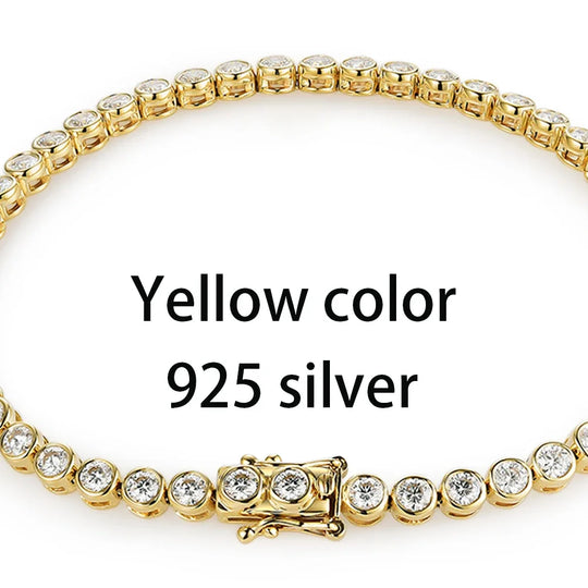 Kuololit Bezel Set Moissanite Tennis Bracelet for Women Solid 14K 10K 925silver Round D VVS1 Bracelet for Engagement Christmas