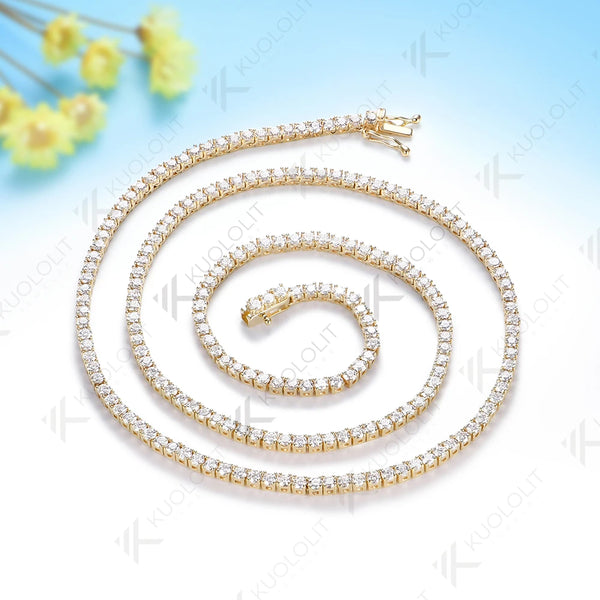 Kuololit 6.5CTW Lab Grown Diamonds 4 Prong Custom Necklace for Women 14K 10K Rose Gold  for Christmas Gifts Anniversary Party