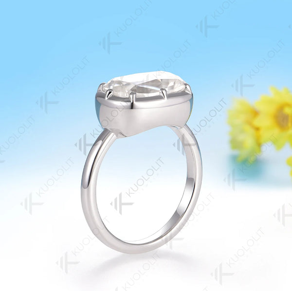 Kuololit 4.5CT OMC Moissanie Ring for Women Soild 10K 14K Yellow Gold Yellow Gold Engagement Ring for Christmas Gifts Engagement