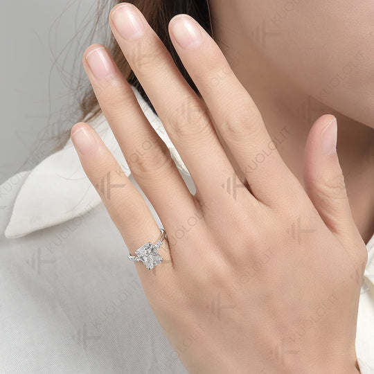 Kuololit 3.5CT IGI Radiant Cut Grown Diamond Ring for Women Solid 18K 14K 10K 585 Yellow Gold Ring for Engagement Wedding Gifts