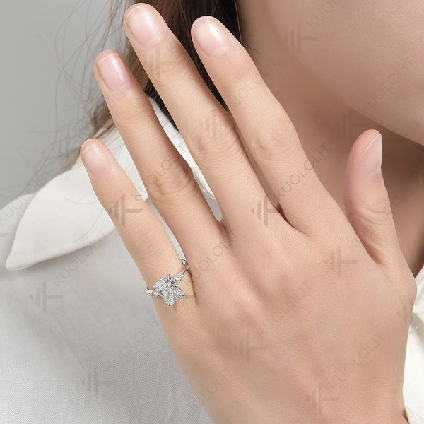 Kuololit 3.5CT Radiant Cut Moissanite Ring for Women Solid 18K 14K 10K 585 Yellow Gold Ring for Engagement Wedding Christmas
