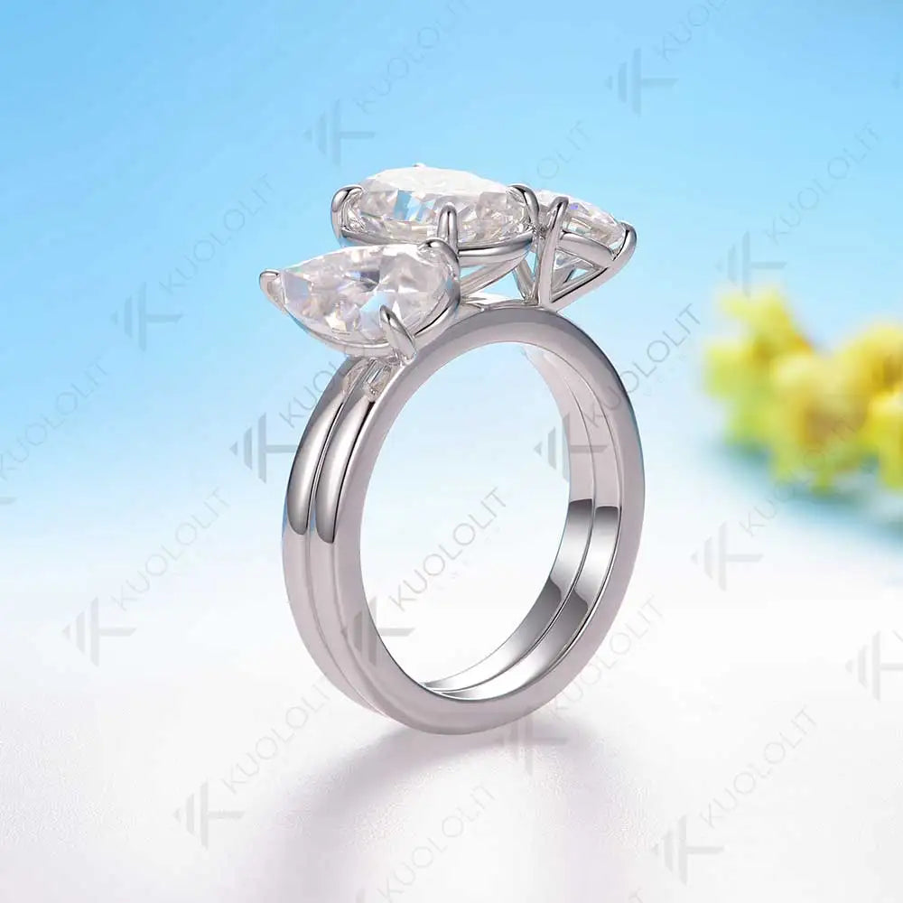 Kuololit 6.5CTW Moissanite DVVS1 Rings for Women Soild 14K 585 Gold Set Rings for Engagement Anniversary Christmas Party Gifts