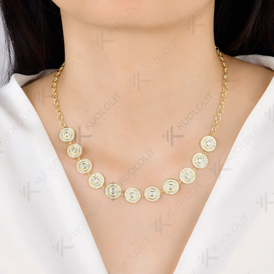 Kuololit 2.8CTW Moissanite Round Custom Necklace for Women Solid 585 14K 10K Yellow Gold Necklace for Christmas Gifts Jewelry