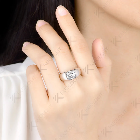 Kuololit 2.5CT Enlonged Cushion Moissanite Ring for Women Solid 14K 10K 585 Yellow Gold Ring for Engagement Christmas Gifts