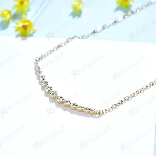 Kuololit 0.55CTW Lab Grown Diamonds Necklaces for Women Solid 10K 14K 18K 925 Sliver Pendant with Chain for Engagement Chirstmas