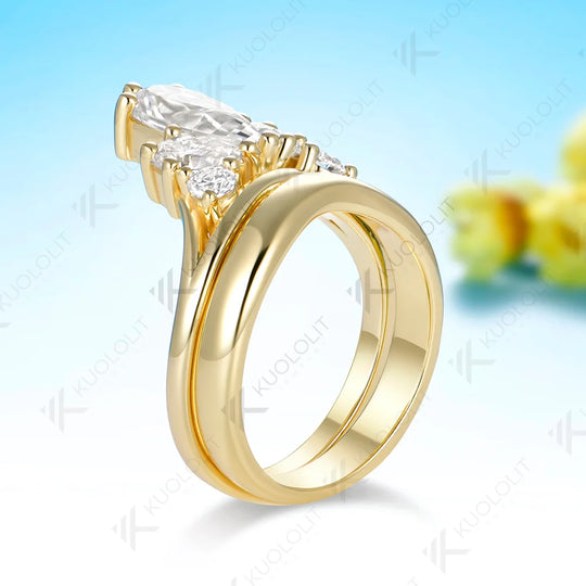 Kuololit 2.6CTW Pear Cut Moissanite Custom Ring for Women Solid 14K 10K 585 Yellow Gold Engagement Ring for Christmas Gifts