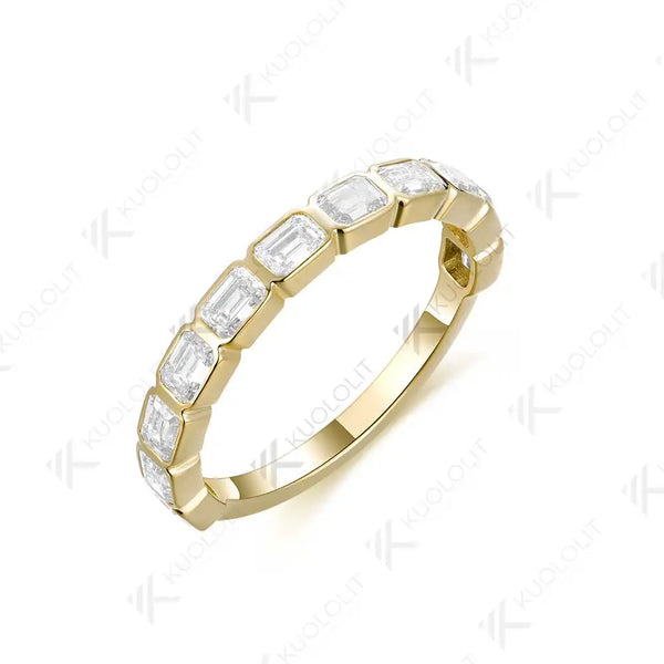 Kuololit 1.7CTW Lab Grown Diamonds Emerald Cut Ring for Men Women Soild 14K 10K Yellow Gold Engagement Ring for Christmas Gifts