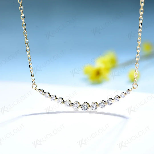 Kuololit 0.55CTW Lab Grown Diamonds Necklaces for Women Solid 10K 14K 18K 925 Sliver Pendant with Chain for Engagement Chirstmas