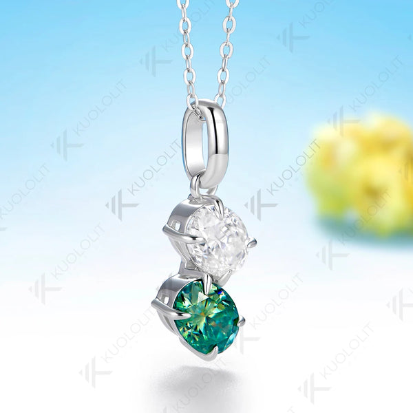 Kuololit 3CTW Cyan White Moissanite Oval Cut  Necklace for Women Solid 585 14K 10K Yellow Gold Necklace for Christmas Gift Party