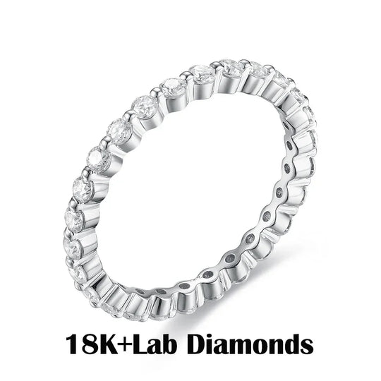 Kuololit Lab Diamonds Bubble Ring 750 18K Gold Ring for Women D/VVS Diamond  Matching Full Eternity Wedding Band Engagement Gift