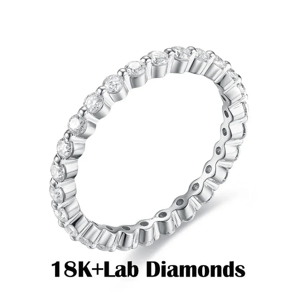 Kuololit Lab Diamonds Bubble Ring 750 18K Gold Ring for Women D/VVS Diamond  Matching Full Eternity Wedding Band Engagement Gift