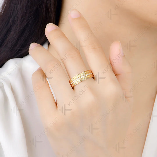 Kuololit 0.55CTW Lab Grown Diamonds 7mm Wedding Band Ring for Men Women Solid 14K 10K Yellow Gold