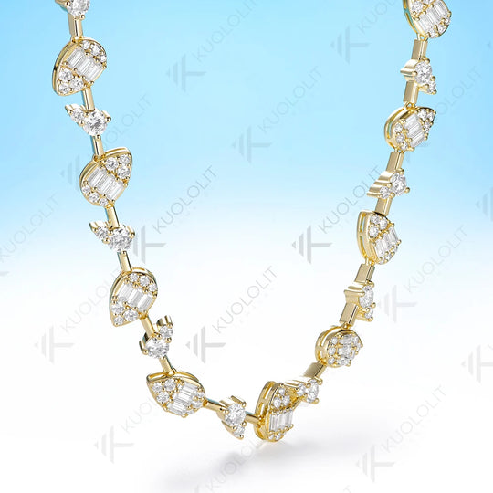Kuololit 15CTW Moissanite Custom Necklace for Women Men Solid 585 14K 10K Yellow Gold  for Anniversary Christmas Gifts Jewelry