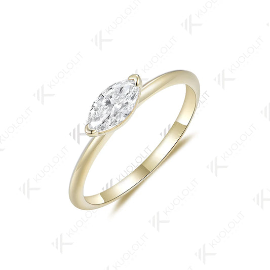 Kuololit 0.5CT Lab Grown Diamond Engagement Ring for Women Solid 18K 14K 10K 585 Yellow Gold Marquise Ring for Christmas Gifts