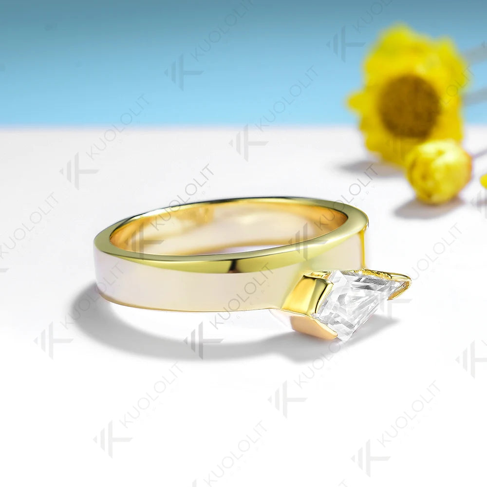Kuololit 1CT Moissanite Ring for Women Solid 18K 14K 10K 585 White Gold Kite Engagement Ring for Christmas Anniversary Gift