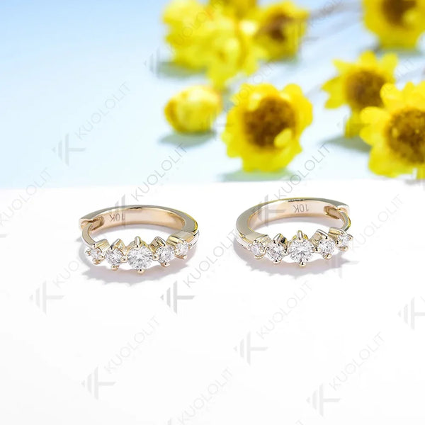 Kuololit Lab Grown Diamonds Earrings for Women 14K 10K Solid Gold White Gold 925 Silver Clip Hoop for Party Christmas Classic