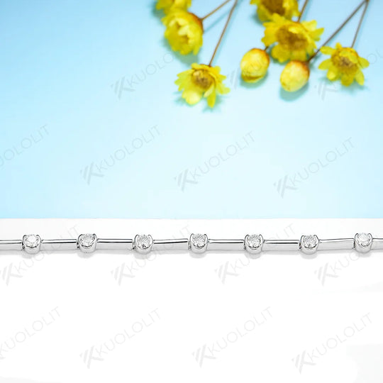 Kuololit 1.26CTW Moissanite Bracelets for Women Men 14K 10K 585 Solid Gold Silver Round Cut Tennis Engagement Classic Christmas