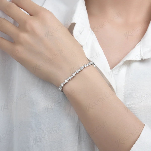 Kuololit 10.64CTW Moissanite Bracelets for Women Men 14K 10K 585 Solid Gold 925 Silver Princess for Engagement Classic Christmas
