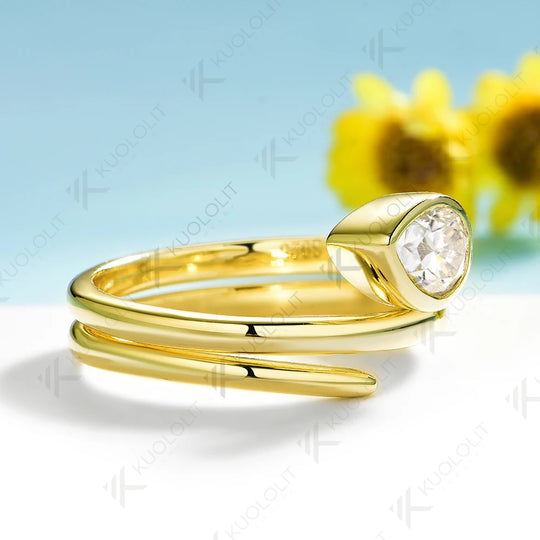 Kuololit 0.8CT NGIC Lab Grown Diamonds Ring for Women Men Solid 14K 10K 585 Yellow Gold Engagement Ring for Christmas Gift Party