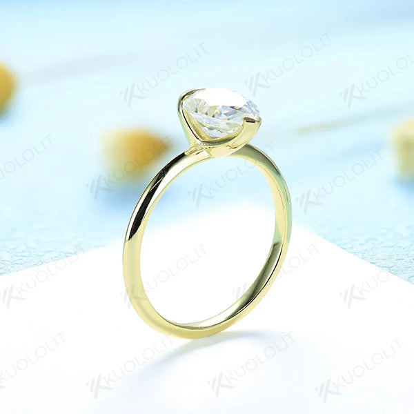 Kuololit Moissanite Rings for Women Solid 18K 14K 10K 925 Sliver Yellow Gold 1.5CT Pear Cut for Anniversary Wedding Engagement