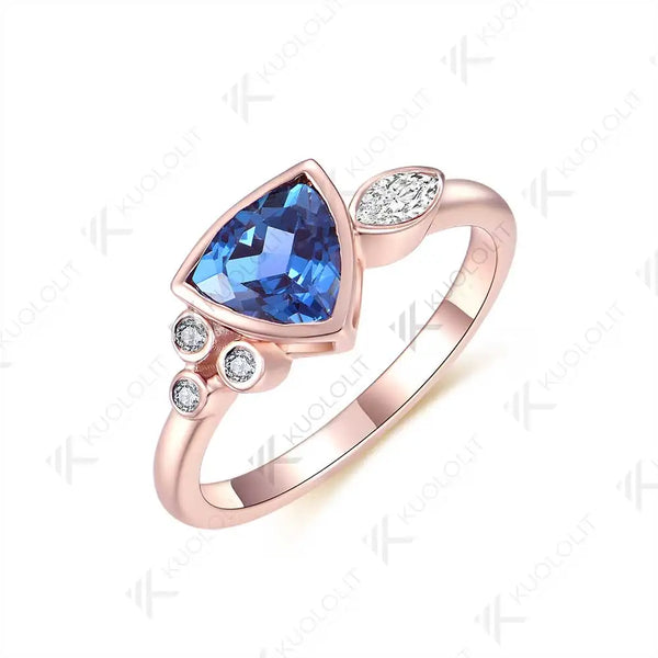 Kuololit 1.2CT Lab Grown Alexandrite Jellyfish Ring for Women Solid 18K 14K 10K 585 Gold Moissanite Rings for Christmas Gifts