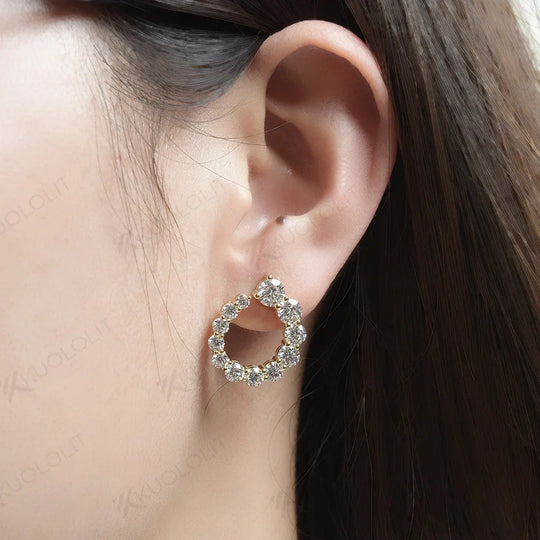 Kuololit 3.4ctw Moissanite Earrings for Women Solid 925 Sterling Silver Luxury Jewelry for Wedding Engagement Party Gift for Her