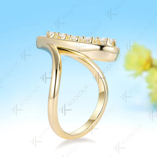 Kuololit 0.45CTW Moissanite Custom Ring for Women Solid 14K 10K 585 Yellow Gold Engagement Ring for Christmas Gift Party Jewelry