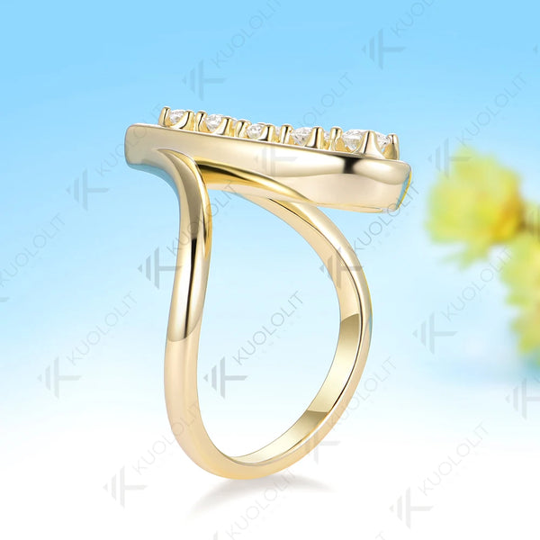 Kuololit 0.45CTW Moissanite Custom Ring for Women Solid 14K 10K 585 Yellow Gold Engagement Ring for Christmas Gift Party Jewelry
