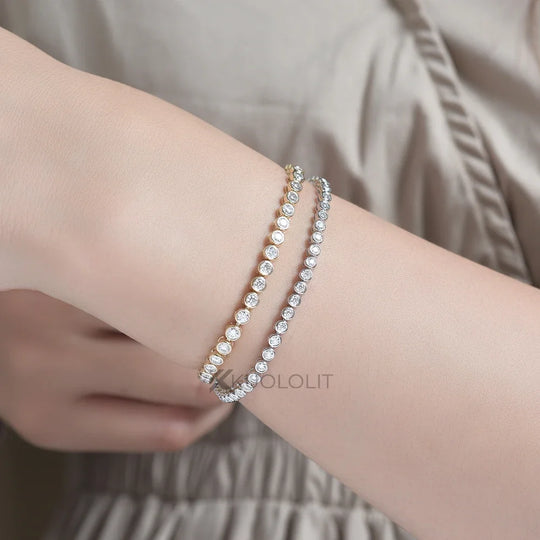 Kuololit 4.3CTW Lab Grown Diamonds Bracelets for Women 18K 14K 10K Solid Gold Tennis Bracelet for Engagement Classic Party Gifts