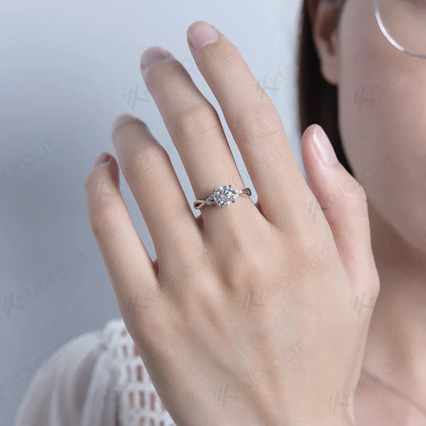 Kuololit 1.2CT Moissanite Rings for Women 925 Sliver Sterling White Gold Marquise Round Cut for Anniversary Wedding Engagement
