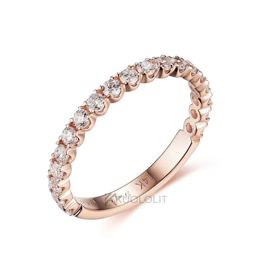 Kuololit 0.65CTW Moissanite Ring for Women Solid 18K 14K 10K Rose Gold 3/4 Eternity Band for Engagement Wedding Christmas Gifts