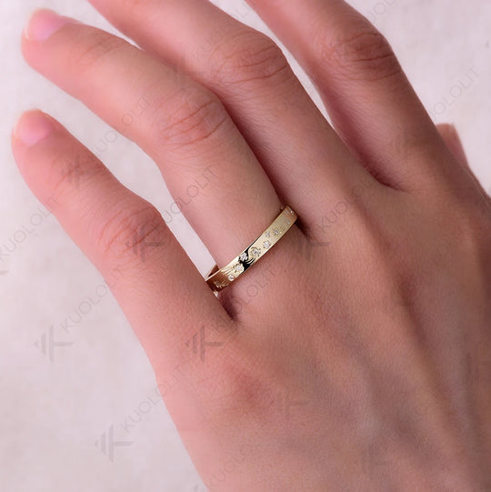 Kuololit 0.2CTW Moissanite Band for Women Men Solid 18K 14K 10K 585 Yellow Gold Ring for Anniversary Engagement Christmas Gifts