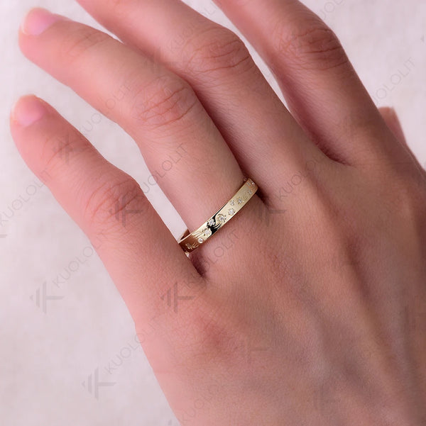 Kuololit 0.2CTW Moissanite Band for Women Men Solid 18K 14K 10K 585 Yellow Gold Ring for Anniversary Engagement Christmas Gifts