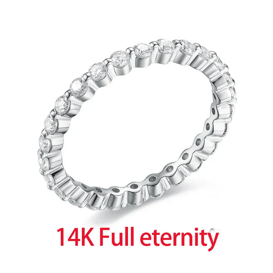 Kuololit Moissanite Ring 585 14K 10K 18K Rose Gold Half Eternity Bubble Rings for Women Jewelry Wedding Diamond Engagement Band