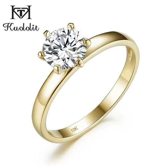 Kuololit 1CT 2CT Round Moissanite Solitaire Engagement Ring for Wedding Engagement Durability
