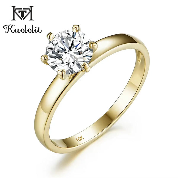 Kuololit 1CT 2CT Round Moissanite Solitaire Engagement Ring for Wedding Engagement Durability