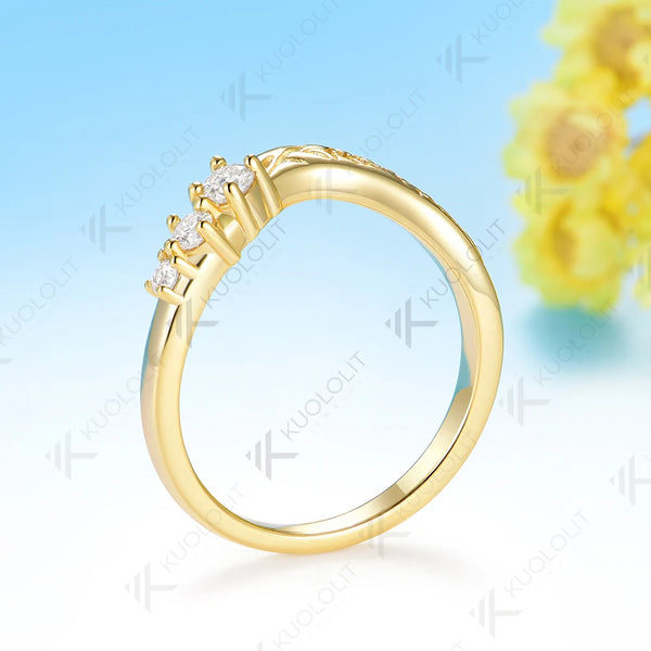 Kuololit 0.2CTW Lab Grown Diamonds Ring for Women Solid 14K 10K Gold Wedding Band Ring for Engagement Gift Anniversary Christmas