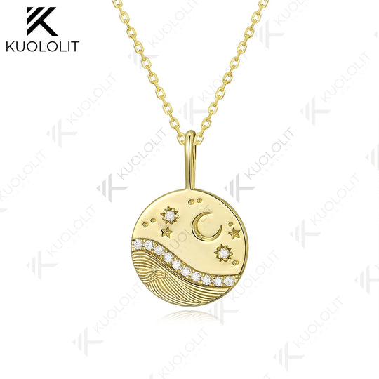Kuololit 0.26CT Lab Grown Diamonds Necklaces for Women Solid 14K 10K Gold Round Diamonds Pendant for Anniversary Christmas Gift