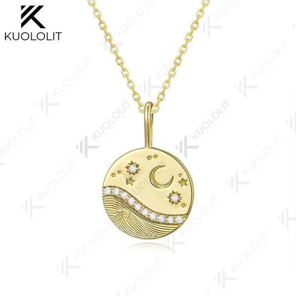 Kuololit 0.26CT Lab Grown Diamonds Necklaces for Women Solid 14K 10K Gold Round Diamonds Pendant for Anniversary Christmas Gift