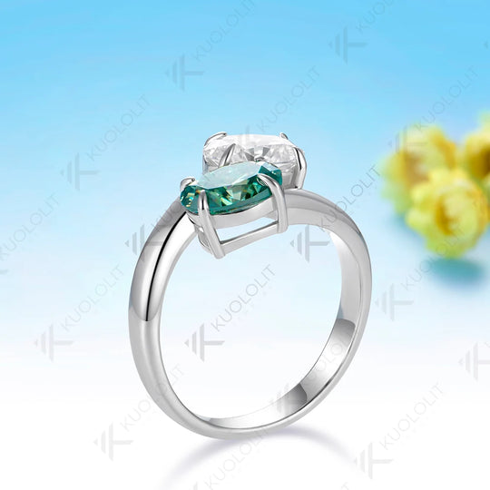 Kuololit 3CTW Cyan White Moissanite Oval Cut  Ring for Women Solid 14K 10K 585 Yellow Gold Ring for Engagement Christmas Gifts