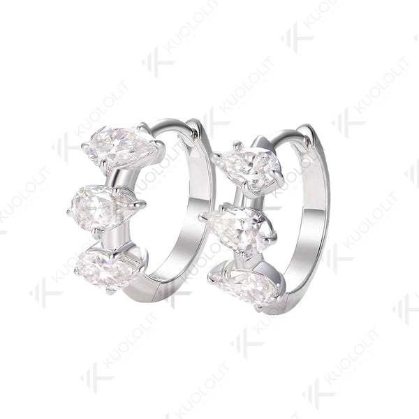 Kuololit 2.1CTW Moissanite Hoop Earrings for Women Solid 18K 14K 585 Gold Hoop Earrings for Classic Christmas Gifts Anniversary