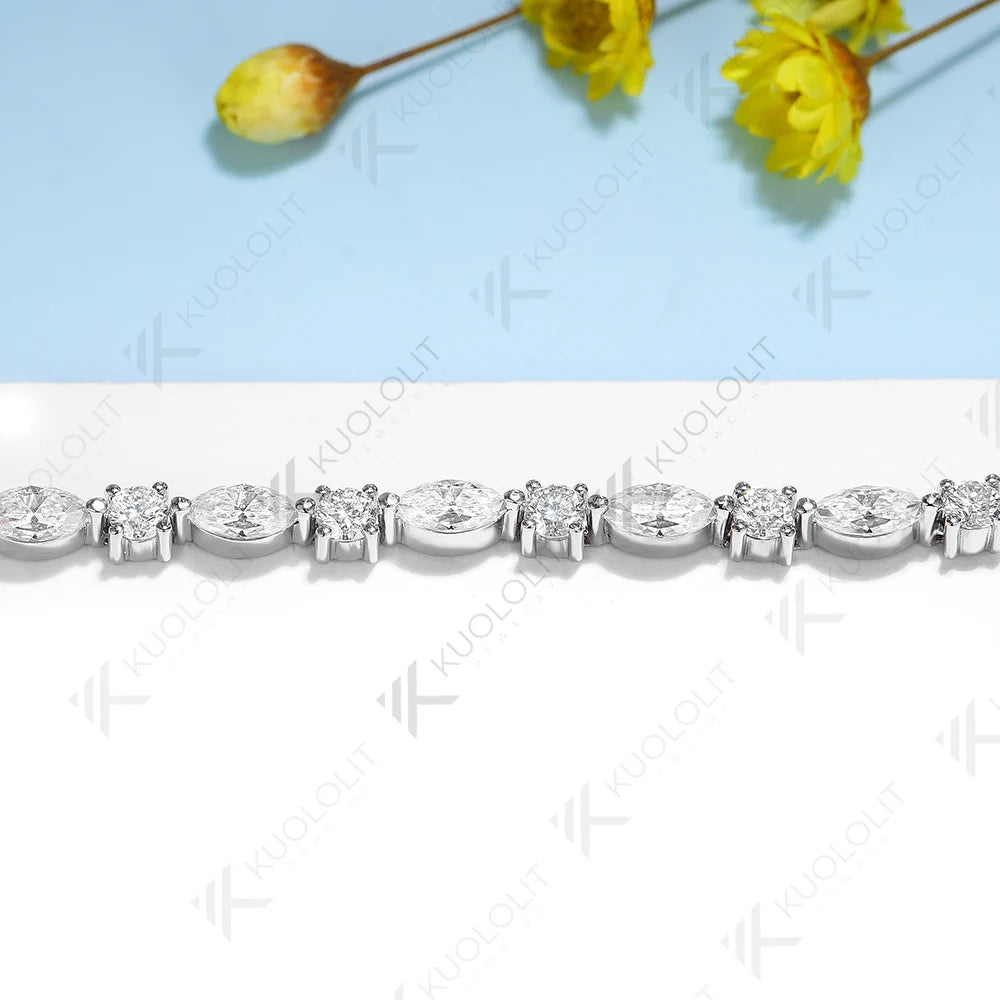 Kuololit 6.8CTW MoissaniteTennis Bracelet for Women Solid 18K 14K 10K 585 Yellow Gold D VS1 Diamond Bracelet for Christmas Gifts