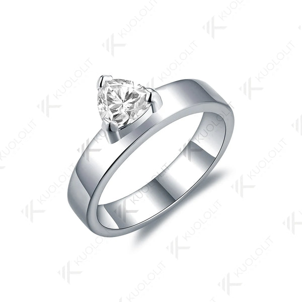 Kuololit 0.8CT Moissanite Ring for Women Solid 14K 10K 585 Yellow Gold Fat Triangle for Engagement Wedding Christmas Anniversary